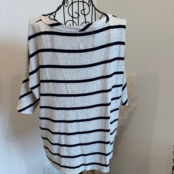 Chaser Heathered Gray Striped Dolman Sleeve Raglan Tee XS-Nautical, Preppy - Picture 3 of 10